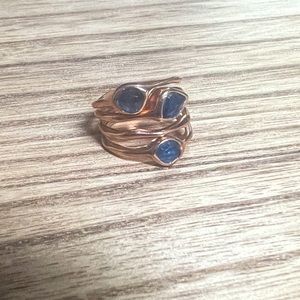 Monica Vinader Blue Kyanite & Rose Gold Vermeil Cocktail Ring- Size 5.5